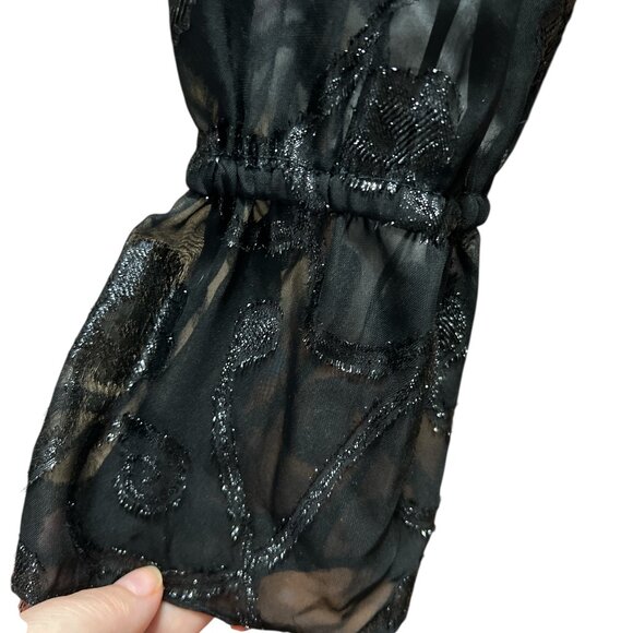 Sparkly Sheer Black Blouse Size L - Picture 2 of 4